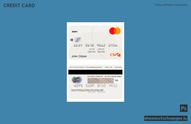 USA CSI Bank Debit Mastercard Beispielvorschau